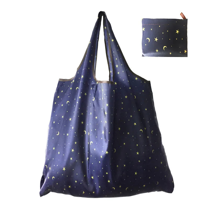 Nylon Foldable Recycle Shopping BagEco Friendly Ladies Reusable Shopping Tote Bag Floral Fruit Vegetable Grocery Pocket