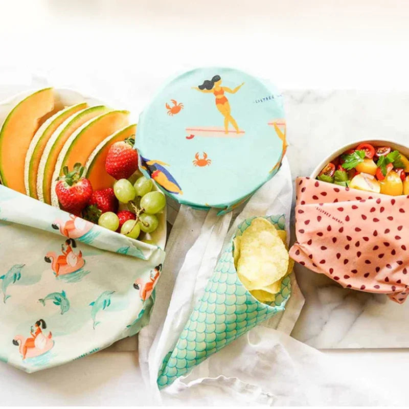 Reusable Food Fresh Keeping Cloth Organic Storage Natural Grade Beeswax Food Wrap Eco Friendly Kitchen Plastic Bag Organizers
