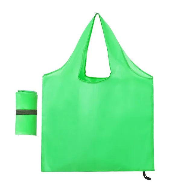 Solid Color Foldable Shopping Bag Reusable Travel Grocery Bag Eco-Friendly One Shoulder Handbag for Travel Supermarket Tote Bag
