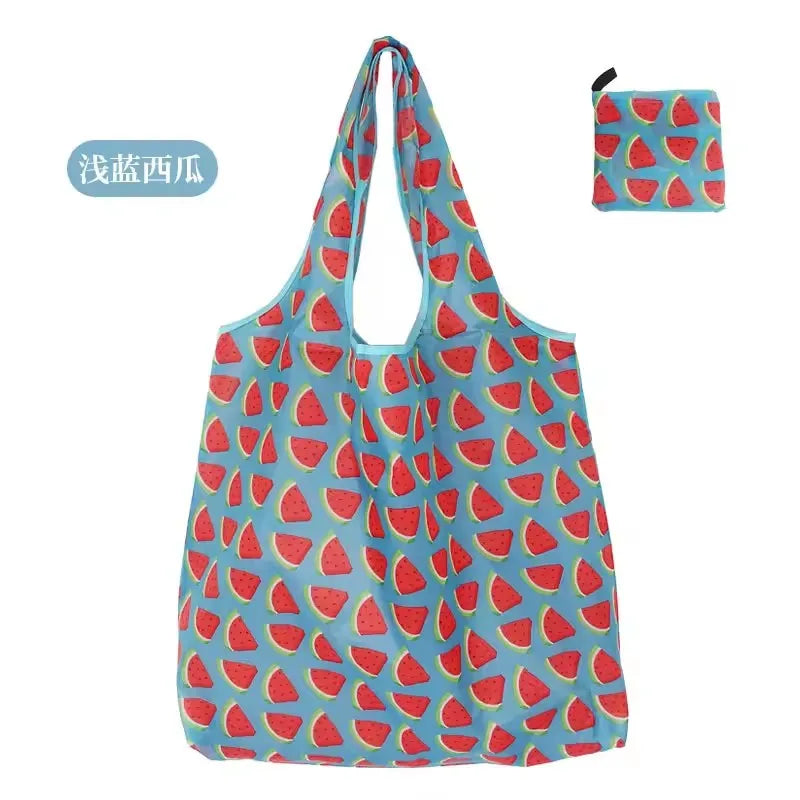 Solid Color Foldable Shopping Bag Reusable Travel Grocery Bag Eco-Friendly One Shoulder Handbag for Travel Supermarket Tote Bag