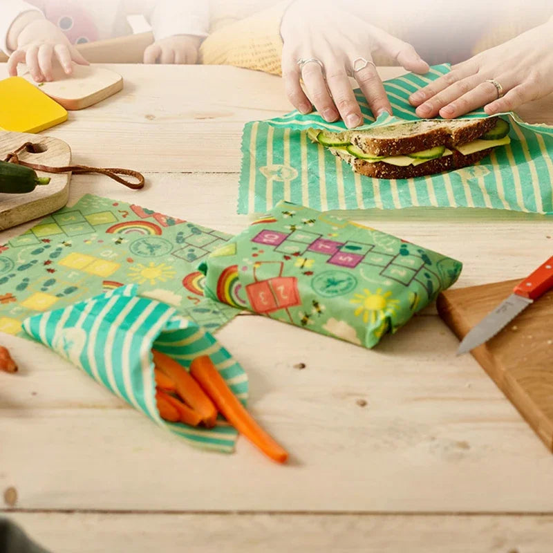 Reusable Food Fresh Keeping Cloth Organic Storage Natural Grade Beeswax Food Wrap Eco Friendly Kitchen Plastic Bag Organizers