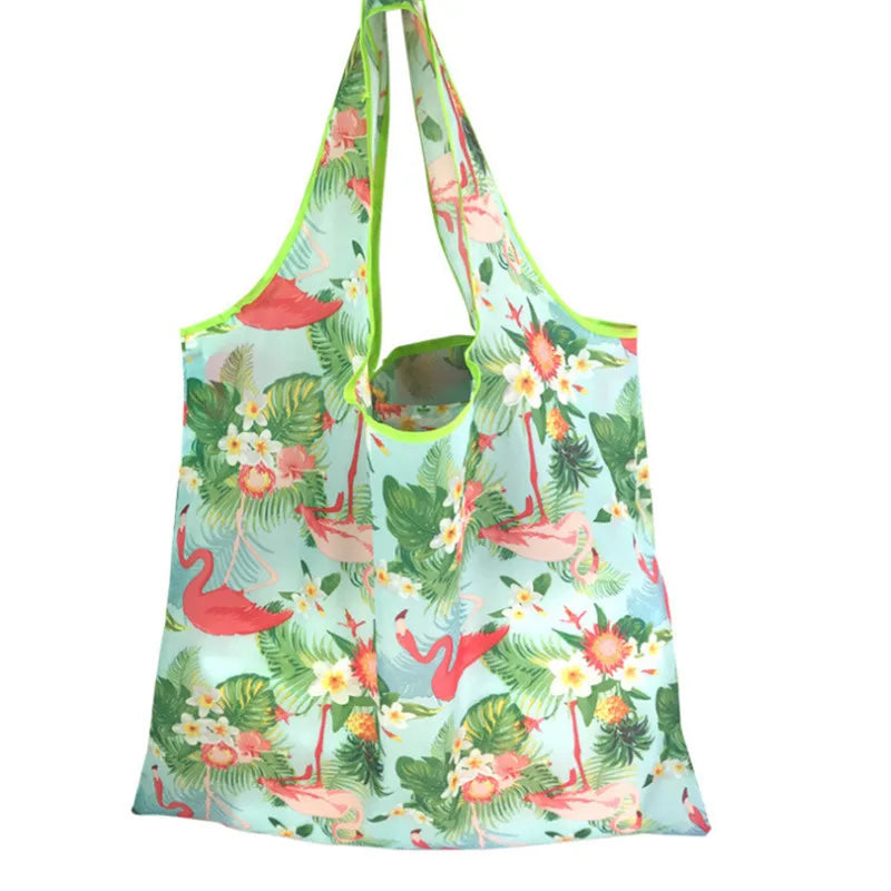 Nylon Foldable Recycle Shopping BagEco Friendly Ladies Reusable Shopping Tote Bag Floral Fruit Vegetable Grocery Pocket