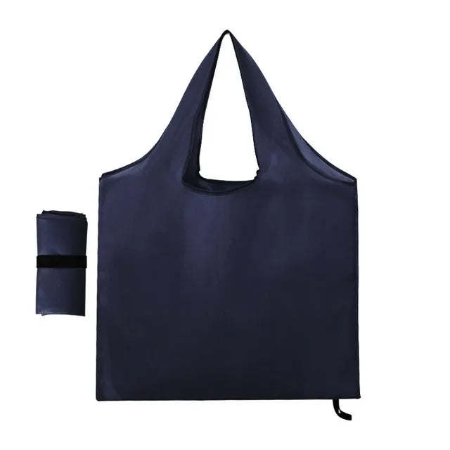 Solid Color Foldable Shopping Bag Reusable Travel Grocery Bag Eco-Friendly One Shoulder Handbag for Travel Supermarket Tote Bag
