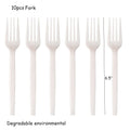 10PCS/Lot Compostable Forks Spoons Knives Cutlery Combo Set Large Disposable Utensils Eco Friendly Durable Tray Forks Spoons