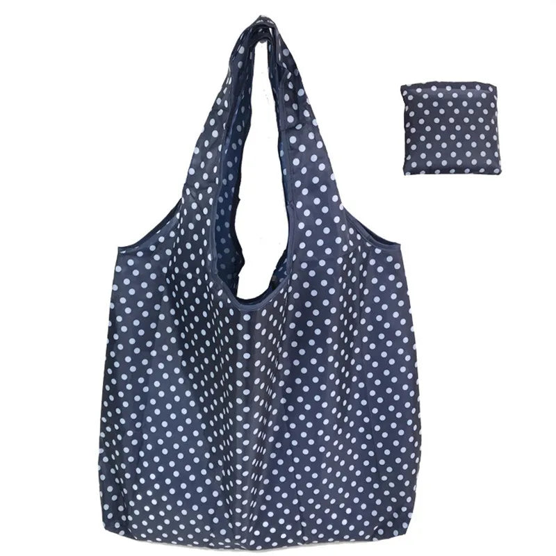 Nylon Foldable Recycle Shopping BagEco Friendly Ladies Reusable Shopping Tote Bag Floral Fruit Vegetable Grocery Pocket
