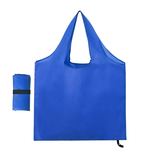 Solid Color Foldable Shopping Bag Reusable Travel Grocery Bag Eco-Friendly One Shoulder Handbag for Travel Supermarket Tote Bag
